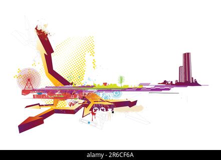 Illustration Vecteur de fond urbain de style Illustration de Vecteur