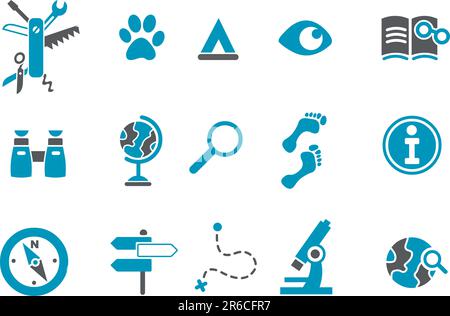 Vector icons pack - Blue Series, exploration collection Stock Vector