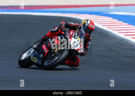 Misano Adriatico, Italie. 03rd juin 2023. Danilo Petrucci de Barni Spark Racing Team avec Ducati Panigale V4R en action pendant le FIM SBK Superbike World Champirelli Emilia-Romagna Round au Misano World circuit. (Photo de Fabrizio Carabelli/SOPA Images/Sipa USA) crédit: SIPA USA/Alay Live News Banque D'Images