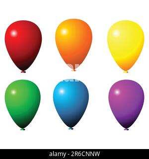 Ballons de fête de différentes couleurs isolés sur fond blanc Illustration de Vecteur