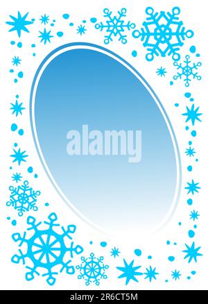 Bordure bleu ornée de flocons de neige. Illustration de Noël. Illustration de Vecteur