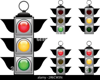 Signaux ful ensemble de feux de circulation du vecteur Illustration de Vecteur