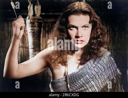 Angelika Hauff, sur le tournage du film Ouest-Allemand-brésilien, 'la Déesse de Rio Beni', titre allemand; 'Die Gottin vom Rio Beni', titre américain: 'Strange World', J. Arthur Rank film, 1950, Etats-Unis: United Artists, 1952 Banque D'Images