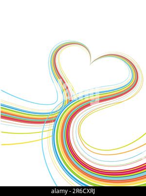 Vector illustrator de lignes colorées qui se croisent sur la forme de coeur Illustration de Vecteur