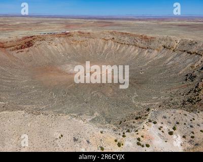 Photographie aérienne de Meteor Crater, près de Winslow, Arizona, États-Unis. Banque D'Images