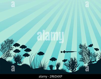 Illustration vectorielle modifiable d'une scène sous-marine sur les récifs coralliens Illustration de Vecteur