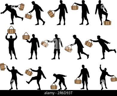 homme avec silhouettes de sac Illustration de Vecteur