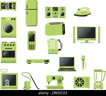 Home related electronic apparatus icon set Illustration de Vecteur