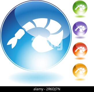 Icône Crystal crevettes isolé sur un fond blanc. Illustration de Vecteur