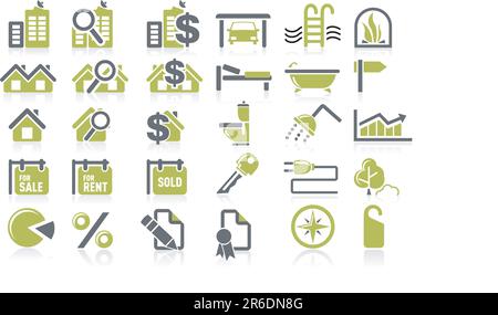 Ensemble d'icônes Immobilier Illustration de Vecteur