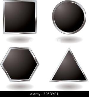 L'Illustre bouton argenté variation avec biseau métallique Illustration de Vecteur