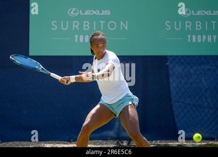 Lauryn John-Baptiste (GBR) pratiquant au Trophée Surbiton, Londres, 5th juin 2023 Banque D'Images