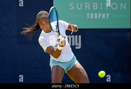 Lauryn John-Baptiste (GBR) pratiquant au Trophée Surbiton, Londres, 5th juin 2023 Banque D'Images