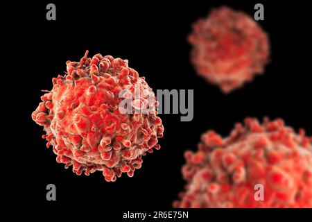 Illustration d'ordinateur d'une cellule cancéreuse dans la leucémie. Banque D'Images