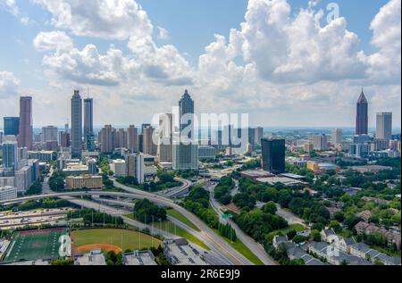Vue aérienne du centre-ville d'Atlanta, horizon de la Géorgie Banque D'Images