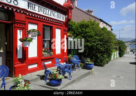 La maison d'habitation 'Café', l'établissement Knights Town, Valentia, Iveragh, l'Anneau du Kerry, comté de Kerry, Irlande Banque D'Images