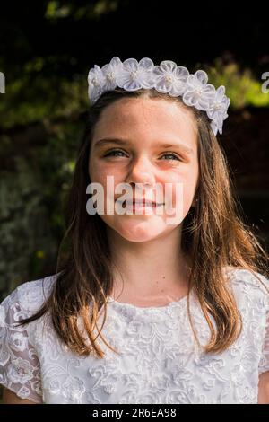 Portraits des jumeaux première communion sainte Banque D'Images