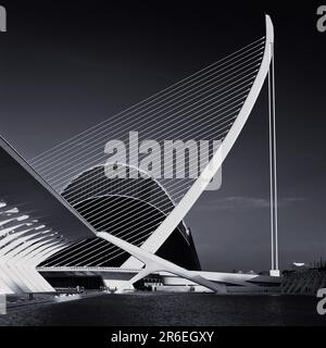 Puente l'Assut de l'Or fait partie de la Ciudad de las Artes y las Ciencias, l'architecte Santiago Calatrava a construit un monument à sa ville natale de Banque D'Images