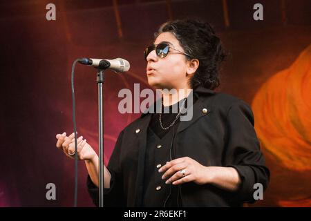 Copenhague, Danemark. 08th juin 2023. Le chanteur, compositeur et producteur pakistanais Arooj Aftab joue un concert lors du festival de musique danois Syd for Solen 2023 à Copenhague. (Crédit photo : Gonzales photo/Alamy Live News Banque D'Images