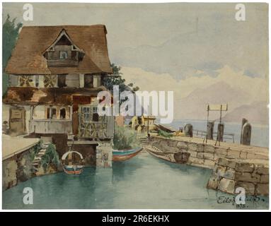 Maison sur Canal. aquarelle et crayon sur papier. Date: 1878. MUSÉE : MUSÉE HIRSHHORN ET JARDIN DE SCULPTURES. Banque D'Images
