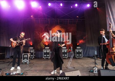 Copenhague, Danemark. 08th juin 2023. Le chanteur, compositeur et producteur pakistanais Arooj Aftab joue un concert lors du festival de musique danois Syd for Solen 2023 à Copenhague. (Crédit photo : Gonzales photo/Alamy Live News Banque D'Images