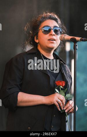 Copenhague, Danemark. 08th juin 2023. Le chanteur, compositeur et producteur pakistanais Arooj Aftab joue un concert lors du festival de musique danois Syd for Solen 2023 à Copenhague. (Crédit photo : Gonzales photo/Alamy Live News Banque D'Images