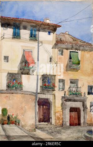 Vieille maison à Segovia, Espagne. aquarelle et crayon sur papier. Date: 1920. Musée: Smithsonian American Art Museum. Banque D'Images