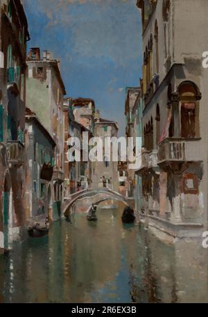 Canal à Venise, quartier de San Trovaso. huile sur toile. Date : env. 1885. Musée: Smithsonian American Art Museum. Banque D'Images