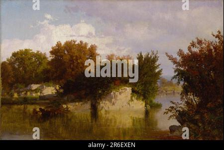 Arbres le long du ruisseau en automne. Date: 1861. huile sur toile. Musée: Smithsonian American Art Museum. Banque D'Images