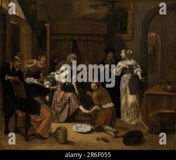 La visite du docteur. Date: 17th siècle. huile sur toile. Musée: Smithsonian American Art Museum. Banque D'Images