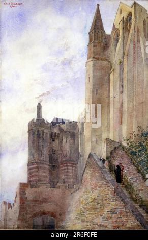 Mont Saint Michel, France. Date: 1906. aquarelle et crayon sur papier. Musée: Smithsonian American Art Museum. Banque D'Images