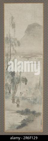 Coupe-bois recevant un verre à un bateau de pêche. Date: 17th siècle. Origine: Chine. Période: Dynastie Ming. Rouleau suspendu monté sur panneau ; encre et couleur sur papier. Musée: Freer Gallery of Art et Arthur M. Sackler Gallery. Banque D'Images