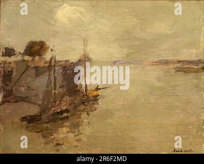 Honfleur bateaux de pêche no. 2. Date: N.d. huile sur bois. Musée: Smithsonian American Art Museum. Banque D'Images