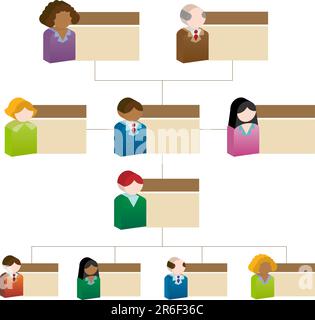 Un organigramme 3D basé sur une diversité de ses employés. Illustration de Vecteur