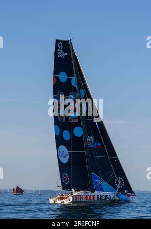 Port d'Aarhus, Aarhus, Danemark. 08th juin 2023. Classe IMOCA. Pendant la course à l'océan : la LEG 6 part d'Aarhus à la Haye via Kiel. Dans le port d'Aarhus, Aarhus, Danemark. Kim Price/CSM/Alamy Live News Banque D'Images