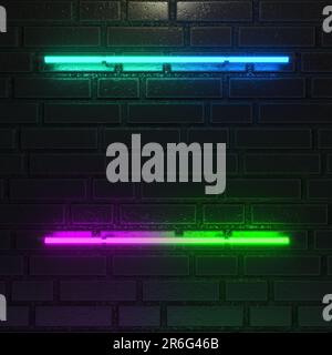 Lignes lumineuses au néon multicolores abstraites. 3d illustration. Banque D'Images