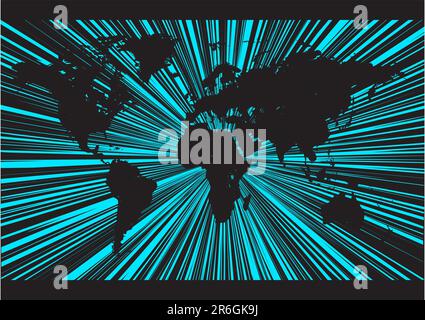 Monde en rayons bleus sur l'arrière-plan Illustration de Vecteur