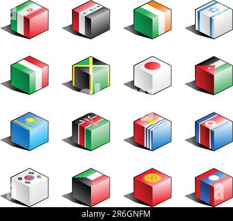 Iran, Irak, Irlande, Israël, Italie, Jamaïque, Japon, Jordanie, Kazakhstan, Kenya, Kiribati, Corée du Nord, Corée du Sud, Koweït, Kirghizistan, Laos Illustration de Vecteur