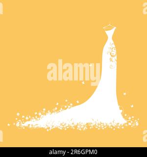 Robe de mariage blanc sur des cintres Illustration de Vecteur