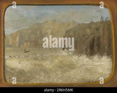 Deux goélands et falaises. huile sur panneau de fibres. Date : env. 1913-1921. Musée: Smithsonian American Art Museum. Banque D'Images