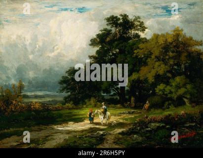 Sans titre (homme à cheval avec femme et chien). Date : n.d. huile sur toile. Musée: Smithsonian American Art Museum. Banque D'Images