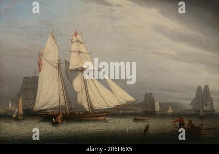 Scène portuaire. Date: 1842. huile sur bois. Musée: Smithsonian American Art Museum. Banque D'Images