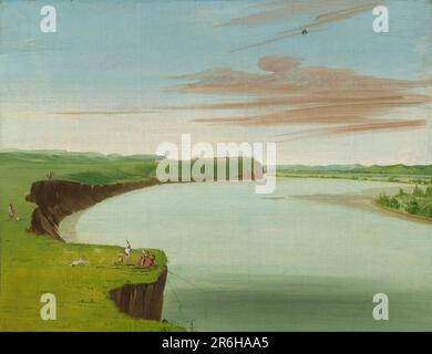 Vue lointaine du village de Mandan. huile sur toile. Date: 1832. Musée: Smithsonian American Art Museum. Banque D'Images