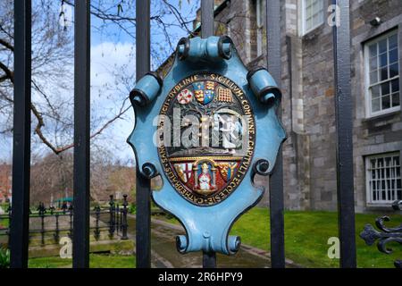 Armoiries émaillées ornées sur la porte de St. Cathédrale de Patrick, Dublin Banque D'Images