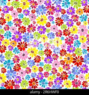 Motif fleuri éclatant sans couture avec fleurs colorées (vecteur) Illustration de Vecteur