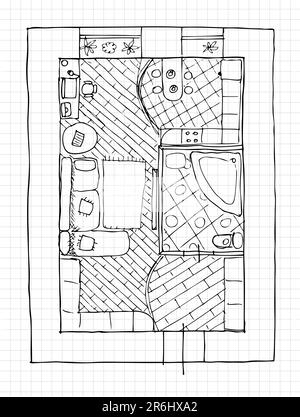 Appartements de design d'intérieur - Vue de dessus Illustration de Vecteur