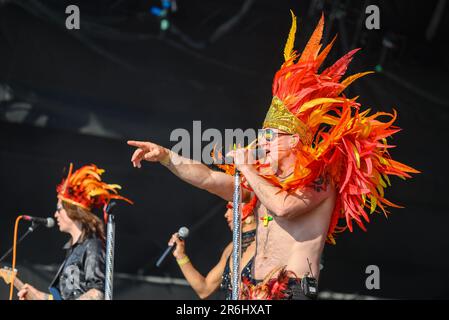 Uncle Funks Disco Inferno se produit au Cambridge Club Festival 2023 Childerley, Cambridgeshire, Royaume-Uni. 9th juin 2023. Crédit : Gary Stafford/Alay Live News Banque D'Images