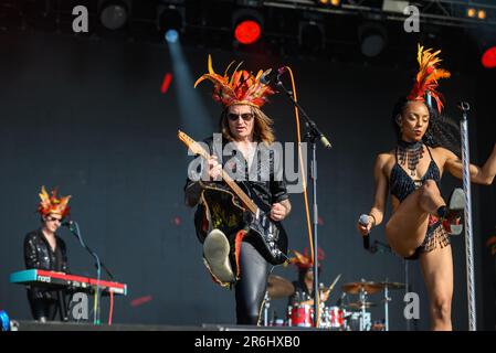 Uncle Funks Disco Inferno se produit au Cambridge Club Festival 2023 Childerley, Cambridgeshire, Royaume-Uni. 9th juin 2023. Crédit : Gary Stafford/Alay Live News Banque D'Images