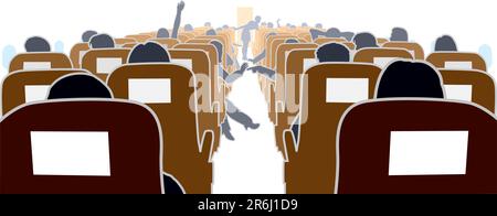 Illustration vectorielle modifiable des passagers dans un avion Illustration de Vecteur