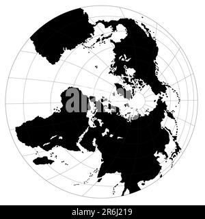 Carte du monde : illustration en noir et blanc très détaillée Illustration de Vecteur